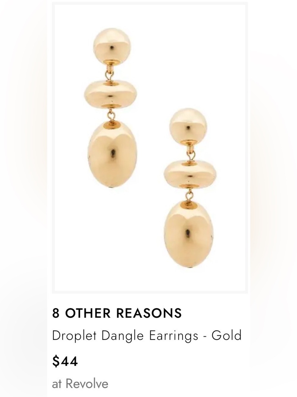 8 Other Reasons Polished Gold Trio Drop Earrings